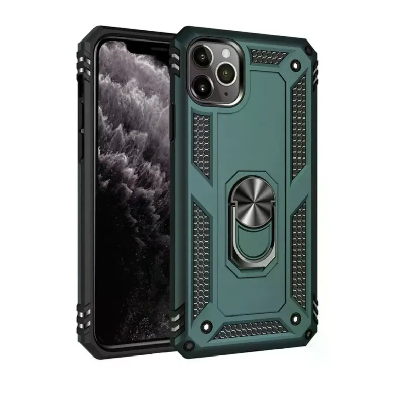 İphone 11 Pro Kılıf Sofya Yüzüklü Silikon Kapak - Yeşil