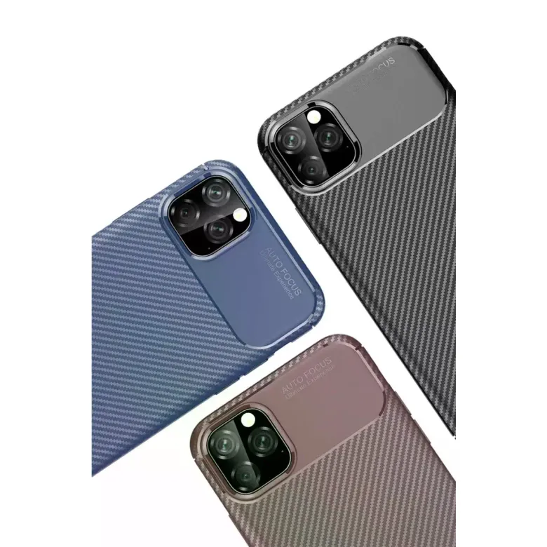 İphone 11 Pro Max Kılıf Auto Focus Karbon Kapak - Siyah