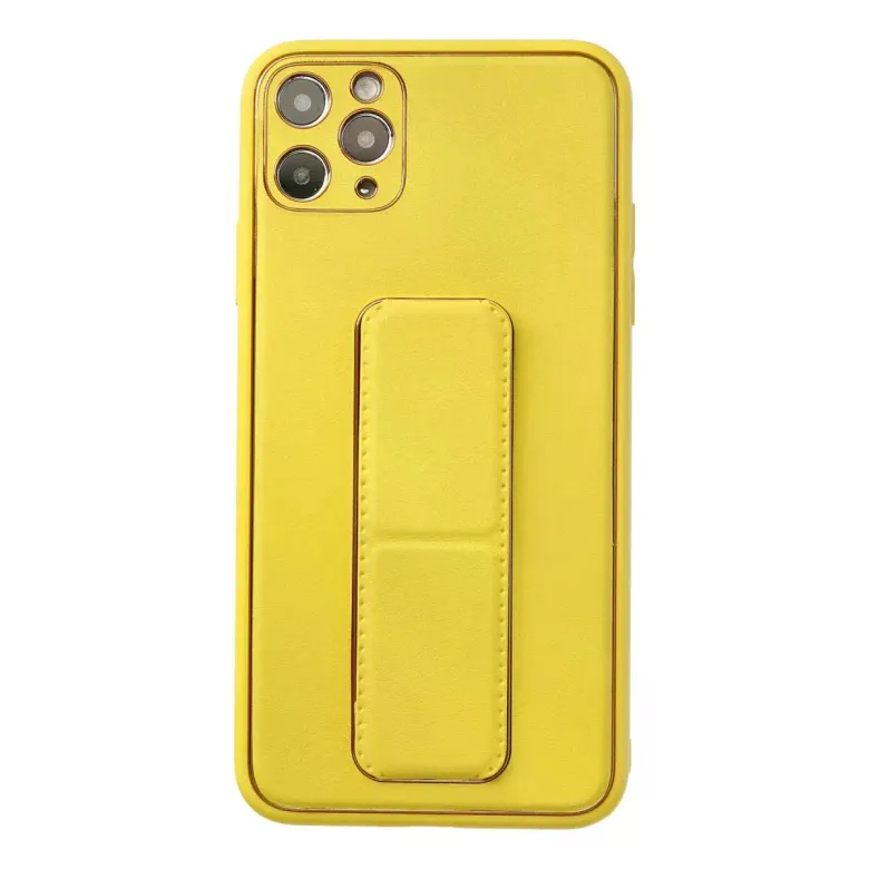 iPhone 11 Pro Max Kılıf Coco Deri Standlı Kapak - Sarı