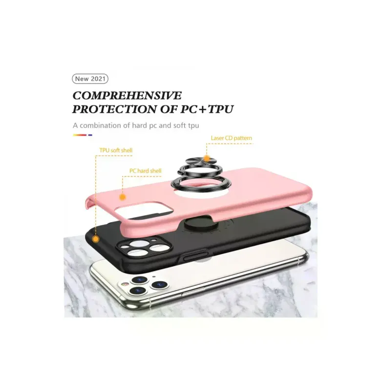 iPhone 11 Pro Max Kılıf Elit Yüzüklü Kapak - Pembe