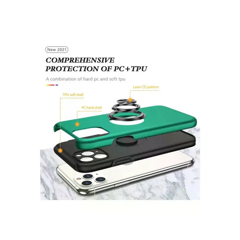 iPhone 11 Pro Max Kılıf Elit Yüzüklü Kapak - Yeşil