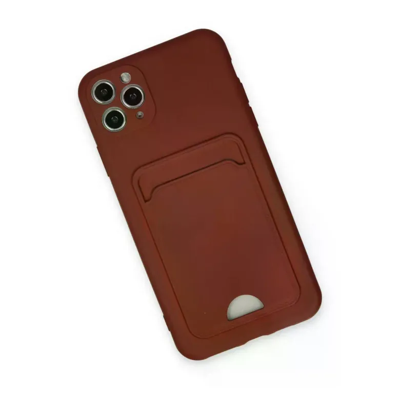 iPhone 11 Pro Max Kılıf Kelvin Kartvizitli Silikon - Bordo