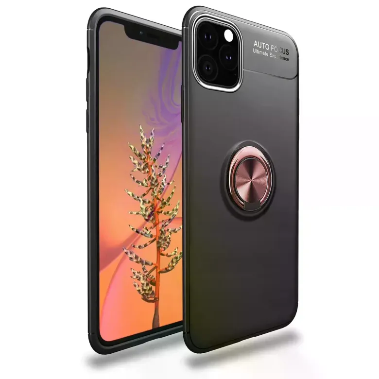 İphone 11 Pro Max Kılıf Range Yüzüklü Silikon - Siyah-gold