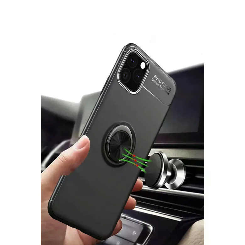 İphone 11 Pro Max Kılıf Range Yüzüklü Silikon - Siyah-gold