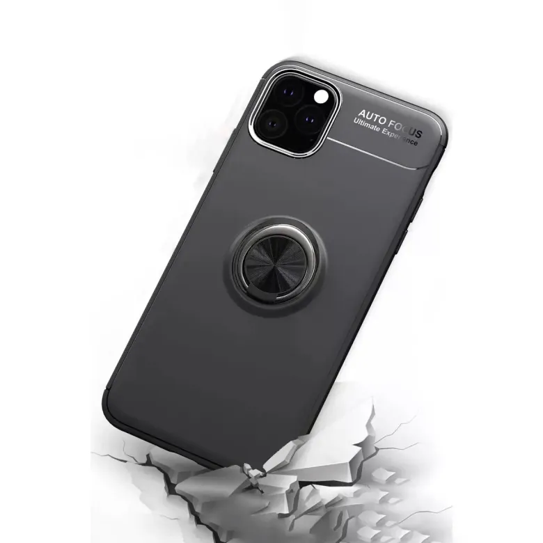 İphone 11 Pro Max Kılıf Range Yüzüklü Silikon - Siyah-kırmızı