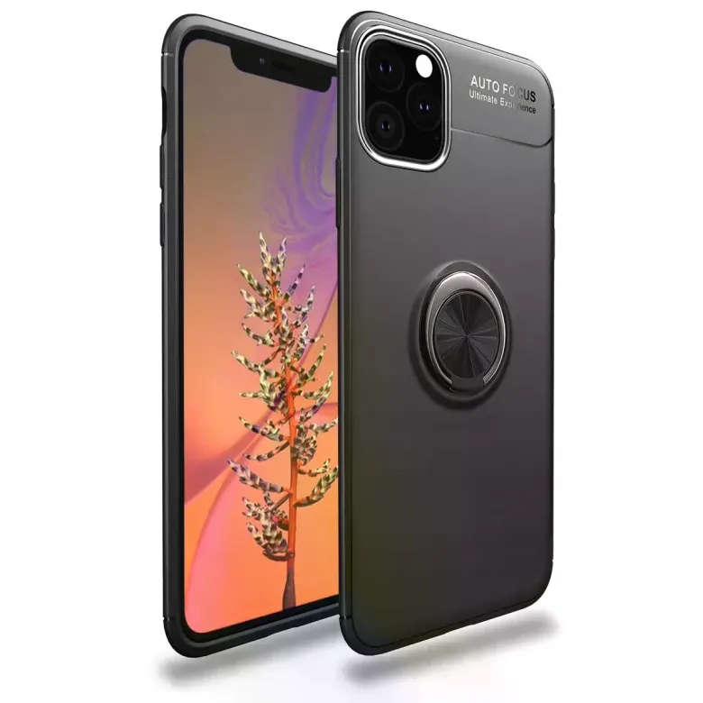 İphone 11 Pro Max Kılıf Range Yüzüklü Silikon - Siyah