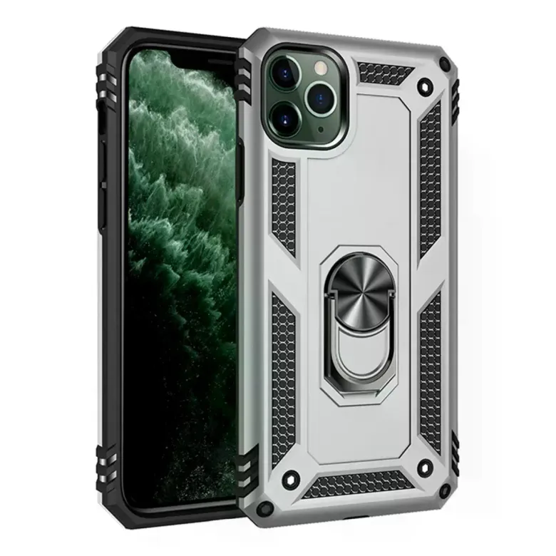 İphone 11 Pro Max Kılıf Sofya Yüzüklü Silikon Kapak - Gümüş