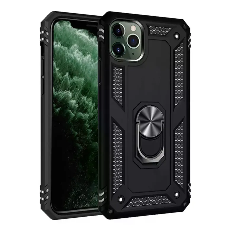 İphone 11 Pro Max Kılıf Sofya Yüzüklü Silikon Kapak - Siyah