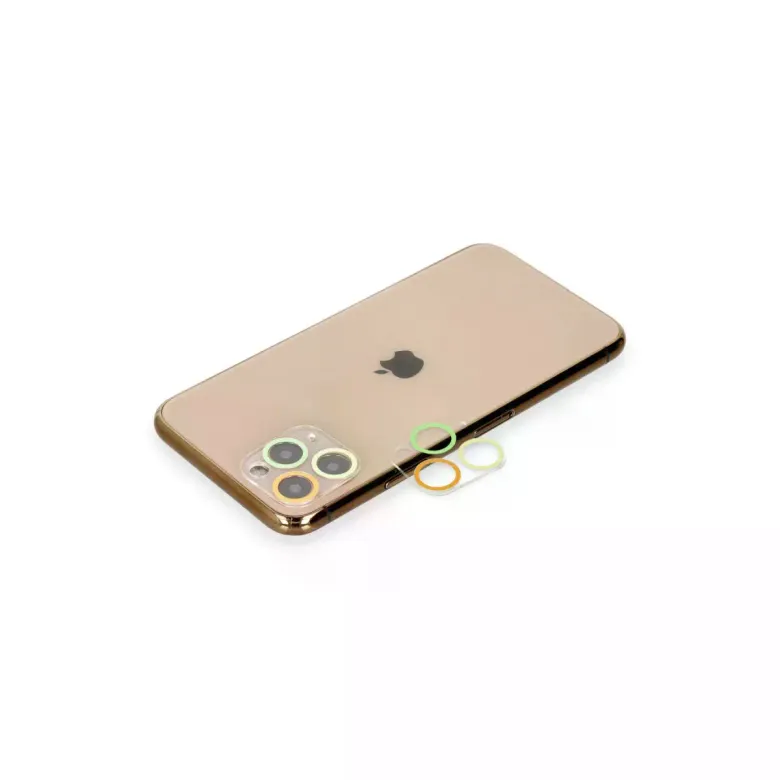 İphone 11 Pro Max Renkli Kamera Lens Koruma Cam - Sarı-turuncu