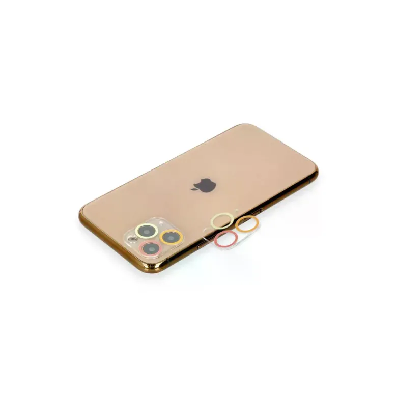 İphone 11 Pro Max Renkli Kamera Lens Koruma Cam - Turuncu-kırmızı
