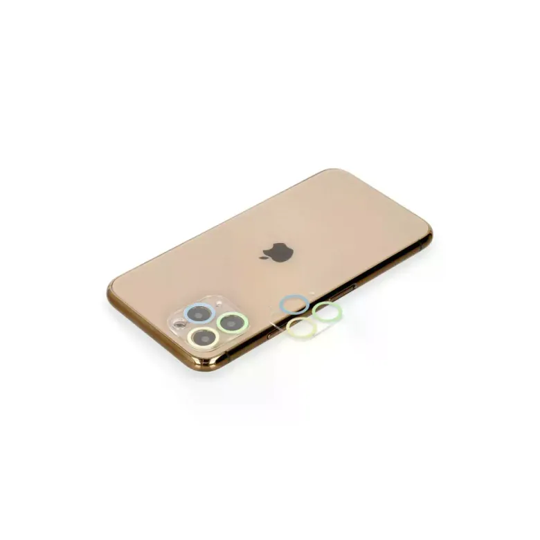 İphone 11 Pro Max Renkli Kamera Lens Koruma Cam - Yeşil-sarı