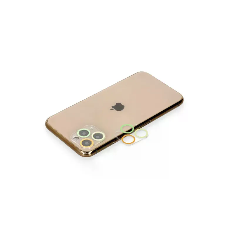 İphone 11 Pro Renkli Kamera Lens Koruma Cam - Sarı-turuncu