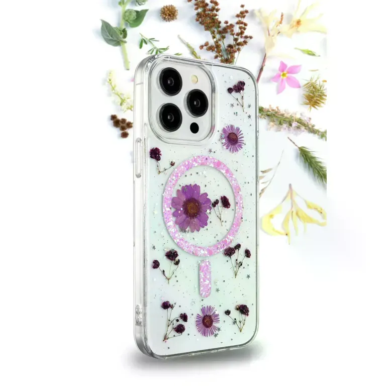 İphone 12 Kılıf Daisy Simli Magsafe Kapak - Gold