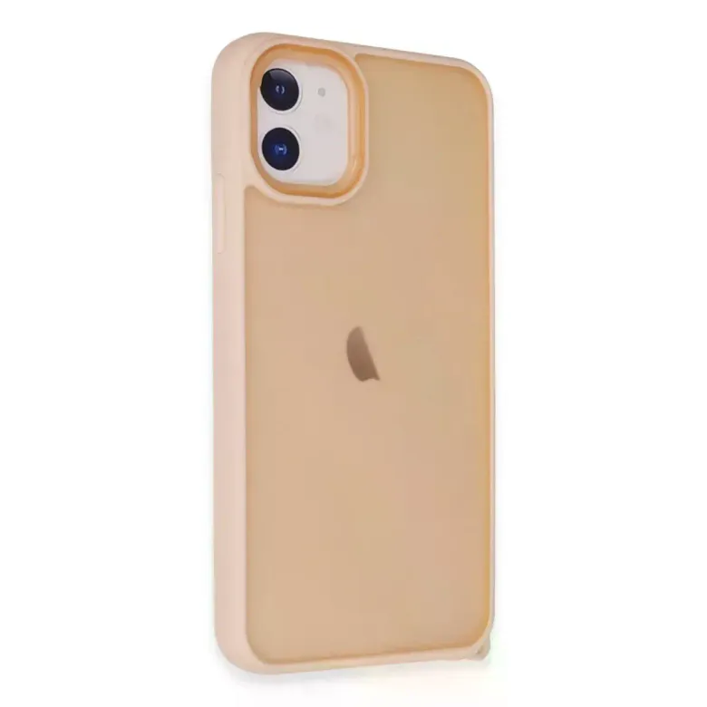 İphone 12 Kılıf Elegant Kapak - Pudra