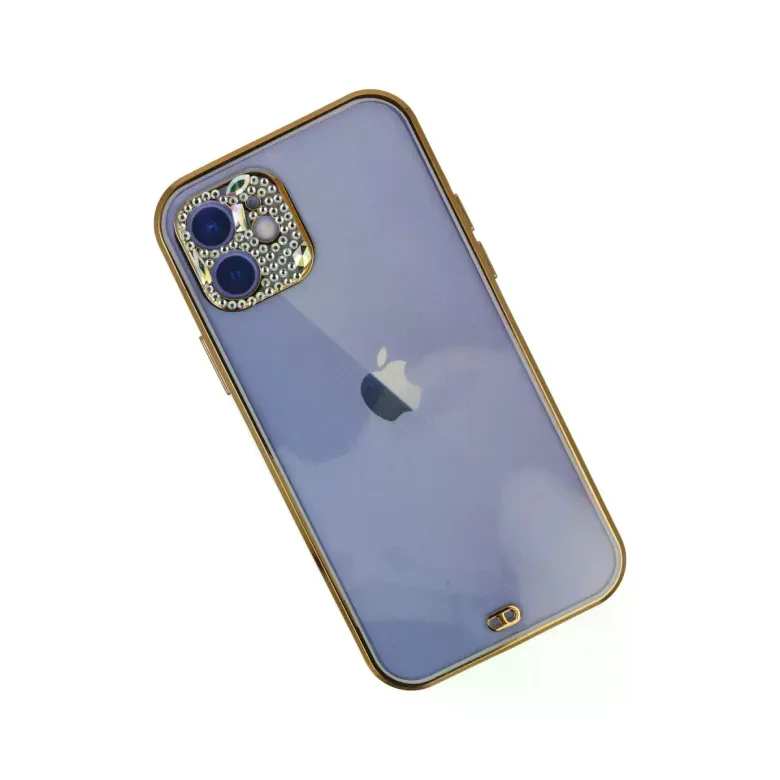 iPhone 12 Kılıf Liva Taşlı Silikon - Mor