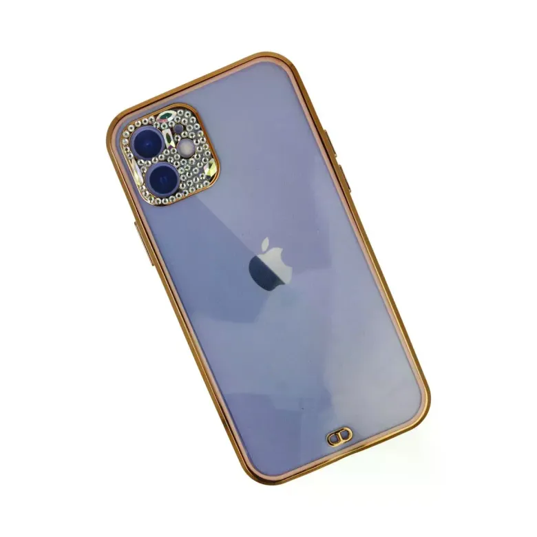 iPhone 12 Kılıf Liva Taşlı Silikon - Pembe