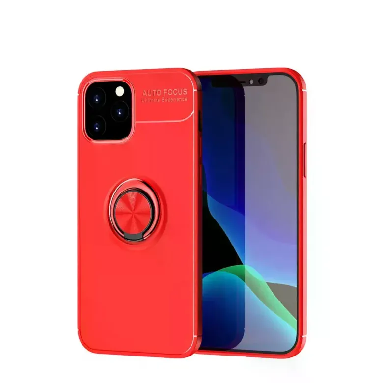 İphone 12 Kılıf Range Yüzüklü Silikon - Kırmızı