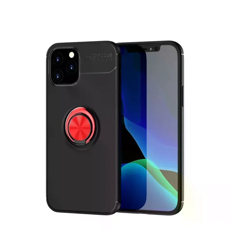 İphone 12 Kılıf Range Yüzüklü Silikon - Siyah-kırmızı