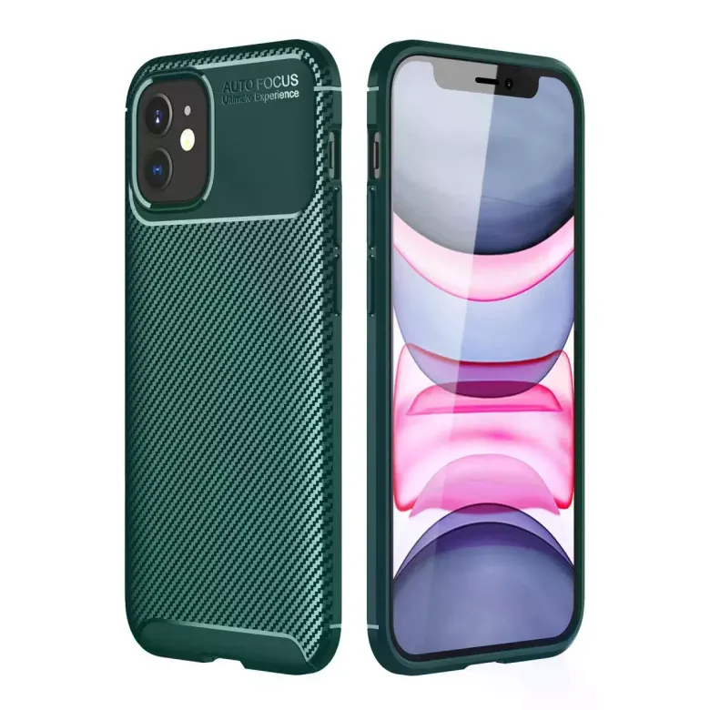 İphone 12 Mini Kılıf Auto Focus Karbon Kapak - Yeşil