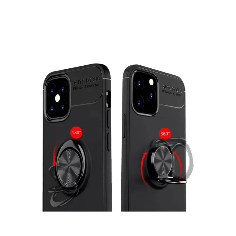 İphone 12 Mini Kılıf Range Yüzüklü Silikon - Siyah-kırmızı