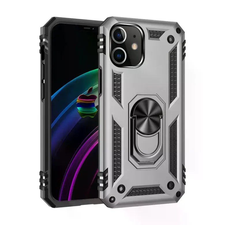 İphone 12 Mini Kılıf Sofya Yüzüklü Silikon Kapak - Gümüş