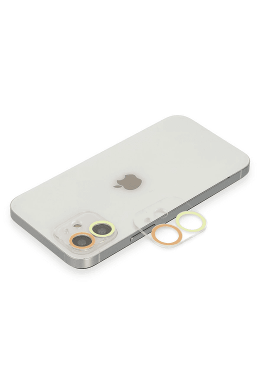 iPhone 12 Mini Renkli Kamera Lens Koruma Cam - Sarı-Turuncu