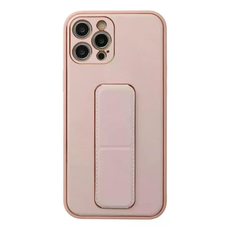 iPhone 12 Pro Kılıf Coco Deri Standlı Kapak - Pembe