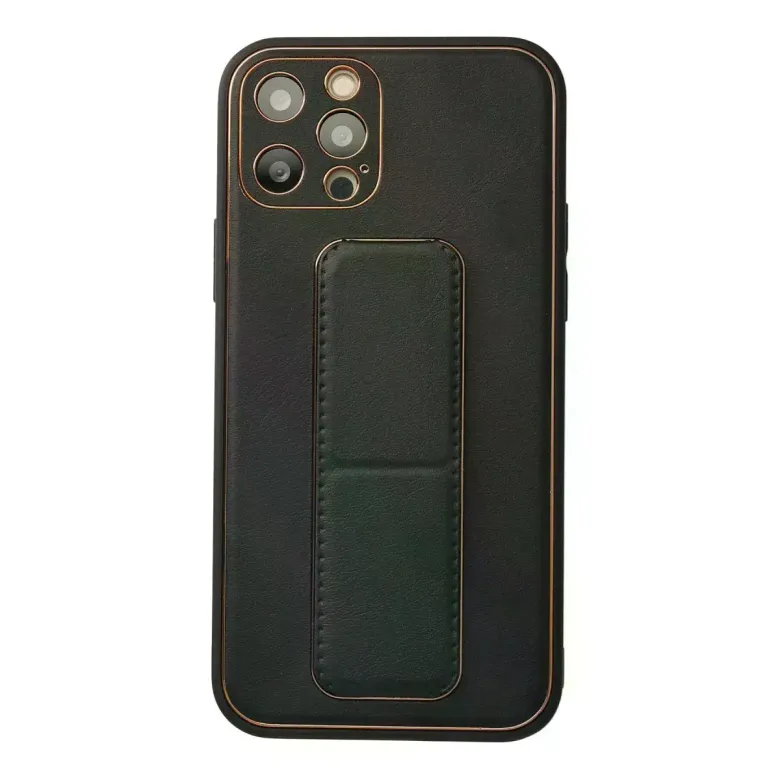 iPhone 12 Pro Kılıf Coco Deri Standlı Kapak - Siyah