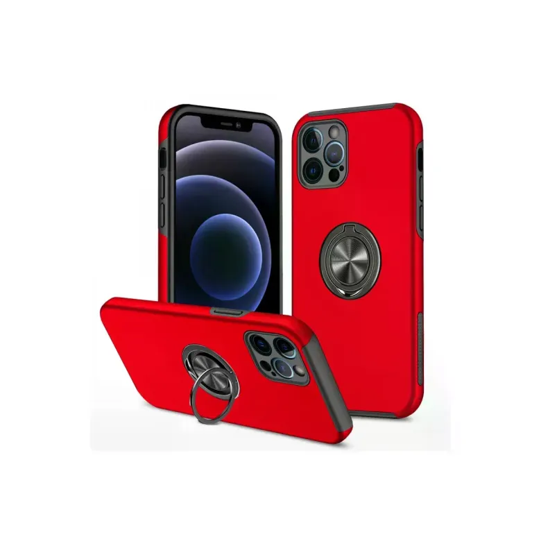 iPhone 12 Pro Kılıf Elit Yüzüklü Kapak - Kırmızı