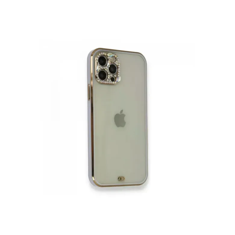 iPhone 12 Pro Kılıf Liva Taşlı Silikon - Mor