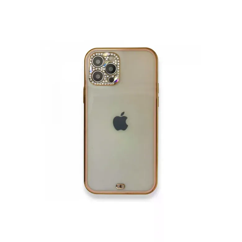 iPhone 12 Pro Kılıf Liva Taşlı Silikon - Pembe