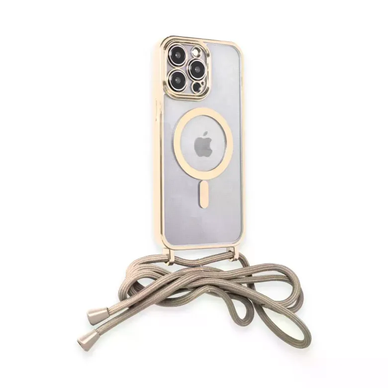 iPhone 12 Pro Max Kılıf Divo Lazer Askılı Magsafe Kapak - Gold