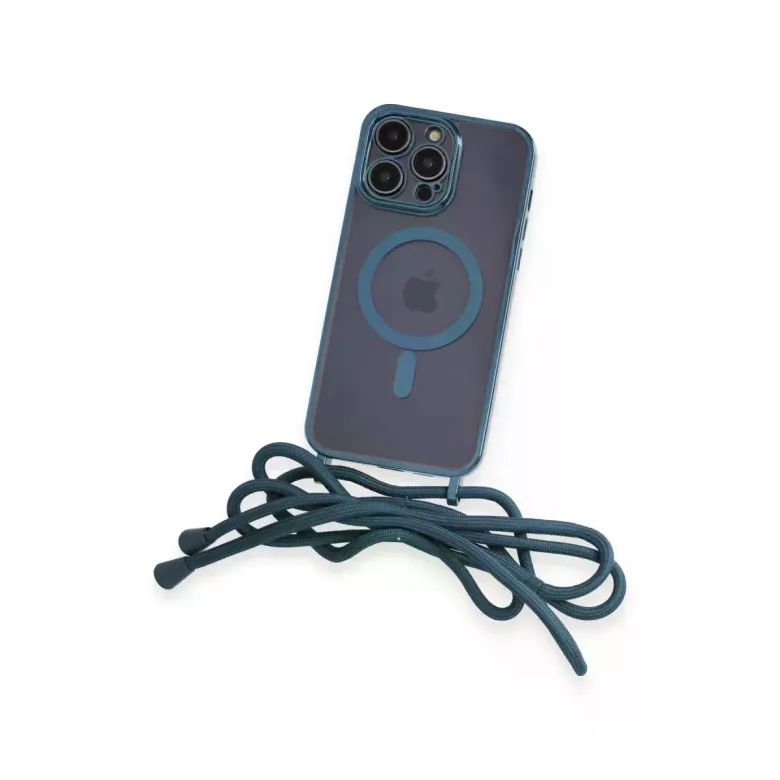 İphone 12 Pro Max Kılıf Divo Lazer Askılı Magsafe Kapak - Sierra Blue