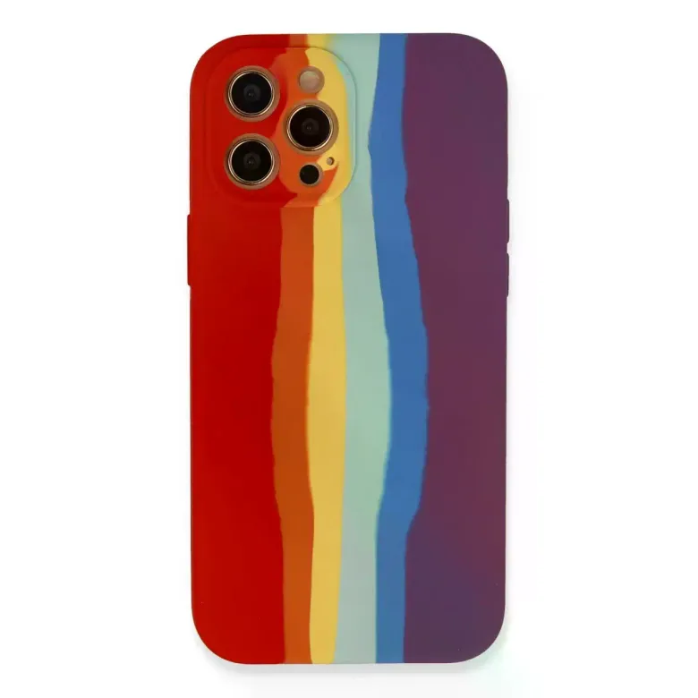 İphone 12 Pro Max Kılıf Ebruli Lansman Silikon - Kırmızı-mor