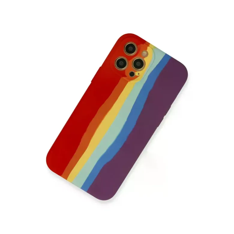 İphone 12 Pro Max Kılıf Ebruli Lansman Silikon - Kırmızı-mor