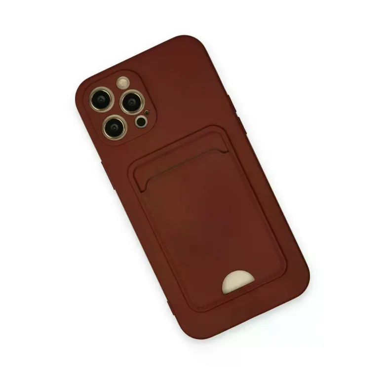 İphone 12 Pro Max Kılıf Kelvin Kartvizitli Silikon - Bordo