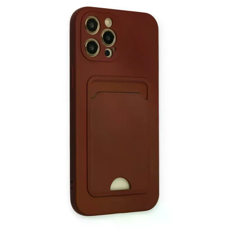 İphone 12 Pro Max Kılıf Kelvin Kartvizitli Silikon - Bordo