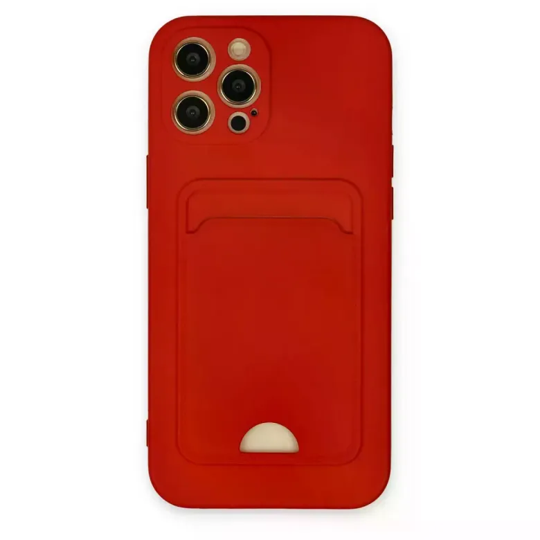 İphone 12 Pro Max Kılıf Kelvin Kartvizitli Silikon - Kırmızı