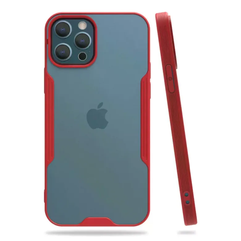 İphone 12 Pro Max Kılıf Platin Silikon - Kırmızı