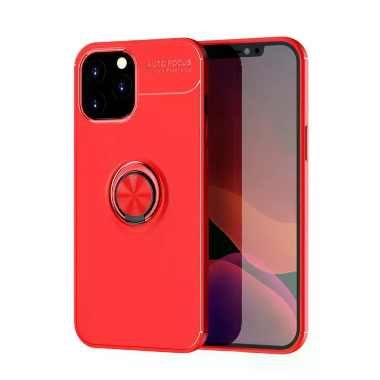 İphone 12 Pro Max Kılıf Range Yüzüklü Silikon - Kırmızı