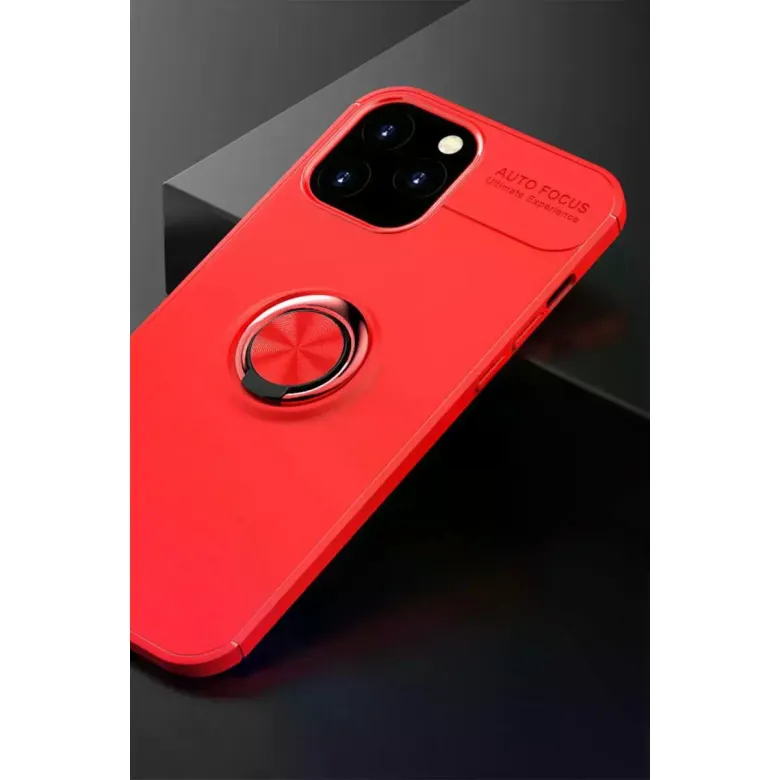 İphone 12 Pro Max Kılıf Range Yüzüklü Silikon - Kırmızı