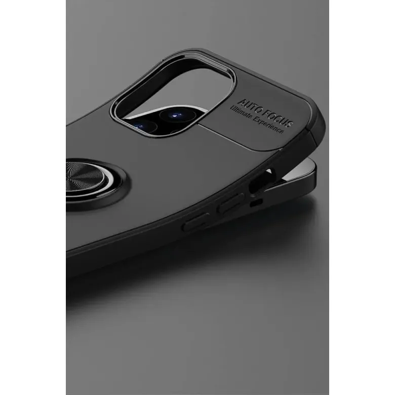 İphone 12 Pro Max Kılıf Range Yüzüklü Silikon - Siyah-kırmızı