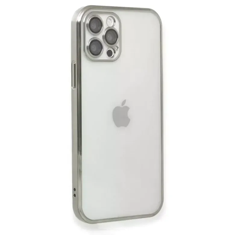 iPhone 12 Pro Max Kılıf Razer Lensli Silikon - Gümüş