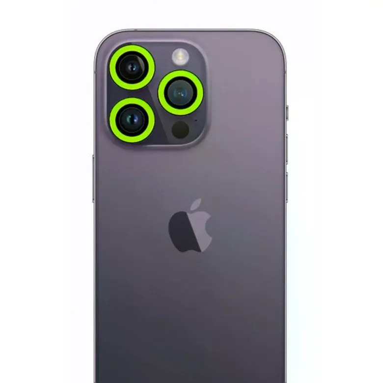 İphone 12 Pro Neon Fosforlu Kamera Lens - Yeşil