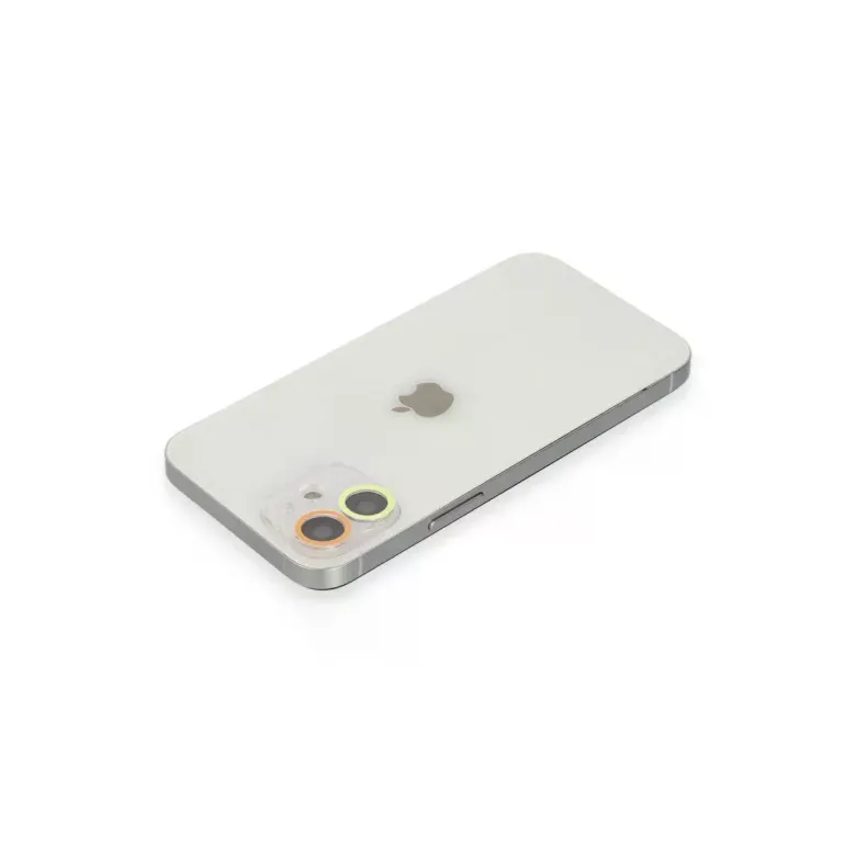 İphone 12 Renkli Kamera Lens Koruma Cam - Sarı-turuncu