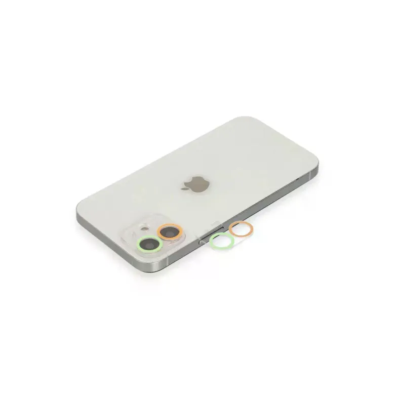 İphone 12 Renkli Kamera Lens Koruma Cam - Turuncu-yeşil