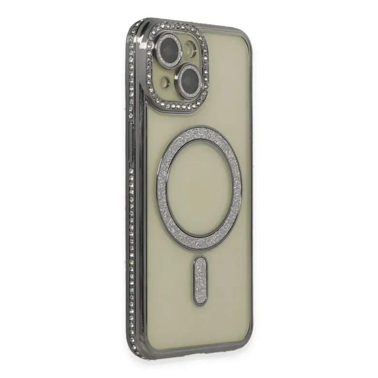 İphone 13 Kılıf Joke Simli Magneticsafe Kılıf - Gri