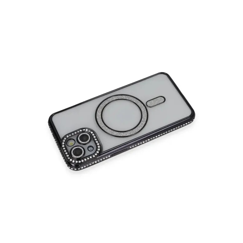 İphone 13 Kılıf Joke Simli Magneticsafe Kılıf - Siyah