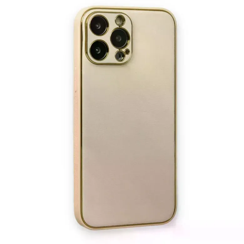 İphone 13 Pro Kılıf Coco Deri Silikon Kapak - Gold
