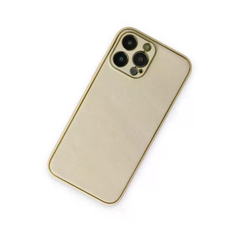 İphone 13 Pro Kılıf Coco Deri Silikon Kapak - Gold